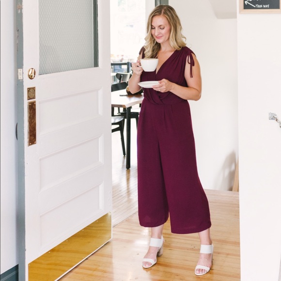 Gal Meets Glam Pants - NWT Gal Meets Glam Luella Ox Blood Crop Jumpsuit